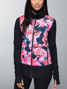 Lululemon Nice Asana Jacket Sz 8 Secret Garden / Black